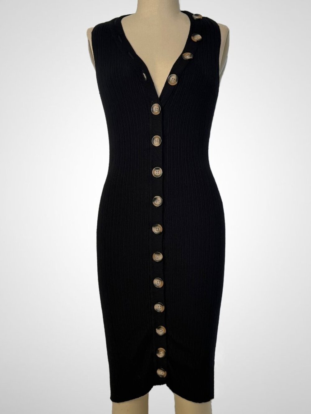 Derek Heart Black Knit Dress, Women's Size XL Sleeveless Dress Buttons Up Front